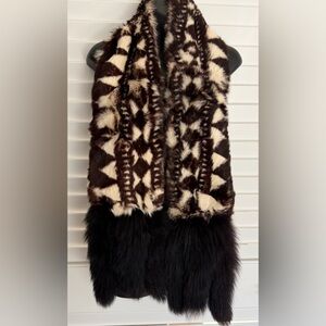 Vintage 80’s Rabbit Fur Scarf with Dangling Foxtails